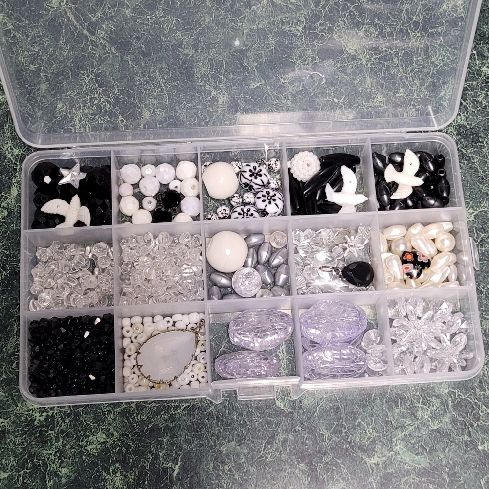 Elegant Bead Organizer with Black and White Accents